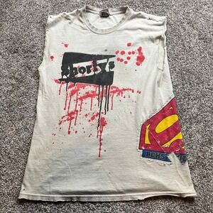 Shortys Skateboarding T Shirt Mens M Graphic Print Distressed Cut Off Streetwear